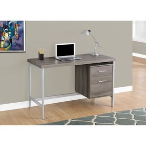 Scrivania per Computer Contemporanea da 48 Pollici per Ufficio Domestico, Laminato Marrone, Finitura in Metallo Grigio, Set per Laptop con Spazio di Archiviazione, Posizionabile a Sinistra o Destra - Product Image 5