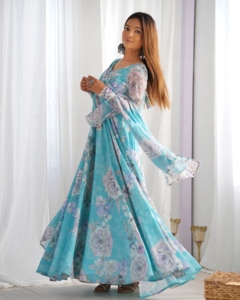 Vestido Anarkali de 7 metros con vuelo, en georgette floral sintético, con forro interior de microalgodón y chal dupatta con borde de encaje, para mujer. - Product Image 5
