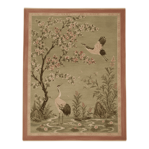 Tapis en laine noué à la main de qualité supérieure, motif grue japonaise Chinoiserie, motif floral botanique oriental, à poils denses, pour grossistes - Product Image 1