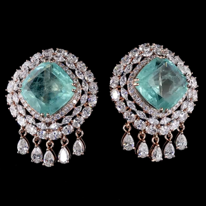 Russian <b>Emerald</b> and Lab Grown Diamond 14K Gold IGI Certified <b>Stud</b> Earrings for Women Bridal Party Wear Statement Wedding Jewelry - Product Image 1