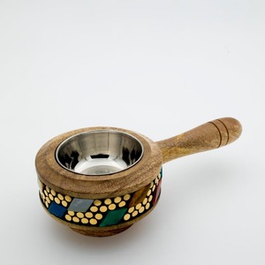 Quemador de Incienso de Madera Moderno Hecho a Mano, con Incrustaciones de Sándalo, Tazón de Acero Inoxidable, Ecológico, para el Hogar - Product Image 1