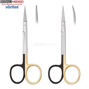 Juego de 2 Tijeras de Microdisección Manuales SIGAL MEDCO de 4.5 Pulgadas, Rectas y Curvas, Dentadas, Super-Cut, Punta Fina, Acero Inoxidable Alemán - Product Image 1