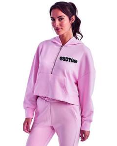 Sweat-shirt à capuche court pour femme, personnalisé avec impression en relief, 100% coton molletonné, écologique, coupe-vent, pour l'hiver - Product Image 5