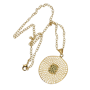 Collar con Colgante de Amazonita Chapado en Oro, Diseño Contemporáneo con Disco, Joyería Minimalista Semipreciosa al por Mayor - Product Image 3