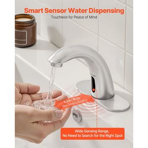 Rubinetto Automatico per Lavabo Bagno con Sensore di Movimento, Senza Contatto, Regolabile, a Batteria, con Copertura per Foro del Rubinetto del WC - Product Image 2