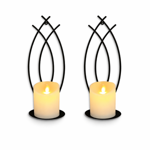 Elegante Juego de Candelabros de Pared de Metal Negro, Diseño Curvo y Elegante, Construcción Robusta, Brillo Ambiental Cálido, Perfecto para Decoración del Hogar con Estilo - Product Image 1