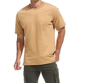 เสื้อยืดคอกลมแขนสั้นผู้ชาย ทรงปกติ สีพื้น ผ้าถักเนื้อฝ้าย ระบายอากาศดี ดีไซน์เรียบง่าย - Product Image 3