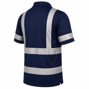 Camiseta Polo de Seguridad Reflectante de Alta Visibilidad Azul Marino para Hombre, Manga Corta, Uniforme de Trabajo para Todas las Temporadas, Uso en Guardia, Material de Poliéster - Product Image 4