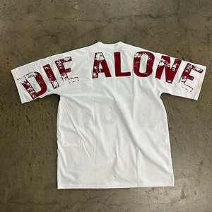 T-shirt graphique oversize pour homme, imprimé lettres vintage, streetwear, coton, décontracté, style hip-hop, mode, vente en gros OEM - Product Image 2