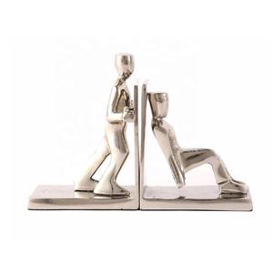 Sujetalibros de aluminio plateado de alta calidad, estantería decorativa para hombre de trabajo, soporte para libros pesados, decoración del hogar - Product Image 4