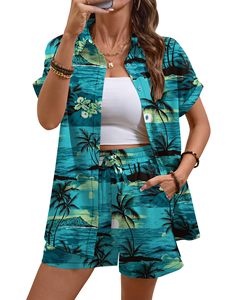 ชุดเซ็ตฤดูร้อนเอวสูง ดีไซน์ขอบเอวยางยืด ผ้าฝ้ายผสมโพลีเอสเตอร์ กางเกงขาสั้นทรง Biker สำหรับผู้หญิง ชุดสองชิ้น - Product Image 6