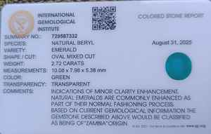 มรกตสีเขียว 2.72 กะรัต จากพลอยแซมเบีย - Product Image 6