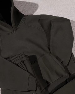 Custom logo 100% 450 Gsm Cotton Oversized Men's Baggy Plain Cropped Heavy <b>Zip</b> <b>up</b> Hoodie and Loose Fit Sweatpants Tracksuit Set - Product Image 5