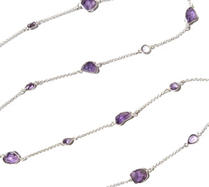Emerald Cut Natural Amethyst <b>Statement</b> <b>Necklace</b> 925 Sterling Silver Handmade Snake Chain Trendy Style Women's Unisex Jewelry - Product Image 6