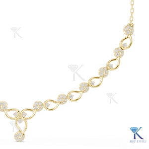 Collar llamativo de oro macizo de 14K/18K con diamantes cultivados en laboratorio, diseño de círculo pavé y gota abierta, joyería para mujer para aniversario o boda - Product Image 4