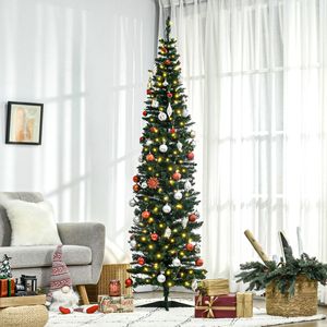 Pre-Lit 7 Foot Slim Noble Fir Artificial Christmas <b>Tree</b> 200 Warm White LED <b>Lights</b> 499 Tips Elegant Christmas Decor - Product Image 2