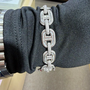 Bracelet à maillons ovales Moissanite Iced Out, Chaîne Tennis de luxe Hip Hop, Bijoux pour hommes - Product Image 6