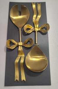 Ensemble de service à salade moderne en acier inoxydable avec poignée à design noué, têtes en acier inoxydable poli miroir, durable et réutilisable AH - Product Image 2