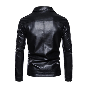 <b>Men's</b> PU Leather Jacket Slim Fit <b>Turtleneck</b> Collar Zipper Closure Red Casual Moto Biker Style Winter Wear Garment Dyed - Product Image 4