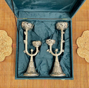 New Fancy Aluminum Handmade Pillar Candlestick Holder Set with Glass Candle Home Decoration Durable <b>Easter</b> - Product Image 1