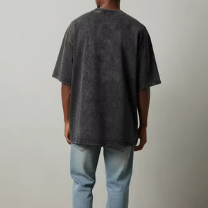 Camiseta Personalizada con Serigrafía, Tejida, 100% Algodón, 280g, Lavada, Estilo Vintage, Holgada, Informal, con Mangas Sueltas para Hombre, OEM ODM - Product Image 2
