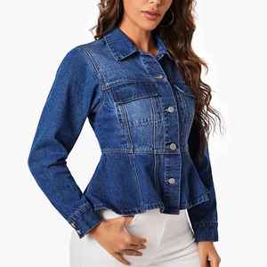 Innovative Fashion Piece Tailored Silhouette Breathable Fabric Smooth Finish <b>Elevated</b> Comfort Unique Styling Women Denim Top - Product Image 5