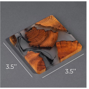 Luxury <b>Epoxy</b> Resin Wood Coaster Set Reusable Absorbent <b>Coffee</b> Mug Coasters Home Decor Waterproof Eco-Friendly Washable Wedding - Product Image 3