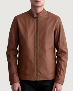 Vestes en cuir décontractées pour hommes, nouvelle collection, prix abordable, col montant, fermeture éclair sur le devant, couleurs personnalisables, imperméables, écologiques - Product Image 2