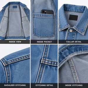 Men's Classic Denim <b>Jacket</b> <b>Light</b> Blue Turn-down Collar Casual Button Front Regular Fit <b>Waterproof</b> Windproof Streetwear Winter - Product Image 5