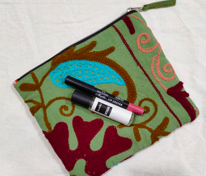 Duck Hand Embroidered Beaded Cash Money Design Pouch <b>Mini</b> Coin Purse with Zipper Pure Crepe Fashion for Women - Product Image 1