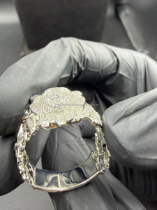 Anillo de Moissanita con Cabeza de León Iced Out, Plata de Ley 925, Engaste Pavé, Joyería de Coctel Hip Hop para Hombre, Ideal para Regalo - Product Image 4