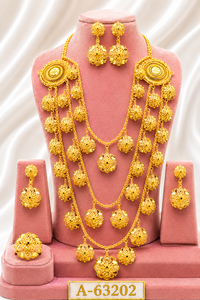 24K Gold Plated Ethnic Tassel Necklace Earrings Ring Set For Women Wedding Jewelry A-63207 - Product Image 6