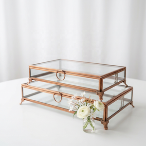 กล่องเก็บเครื่องประดับกรอบโลหะสีโรสโกลด์สำหรับตกแต่งบ้านจากผู้ผลิต - Product Image 1