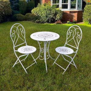 Ensemble de meubles de jardin classiques de luxe en fer forgé pour jardin, terrasse et pelouse, avec un artisanat métallique décoratif et un look élégant - Product Image 1