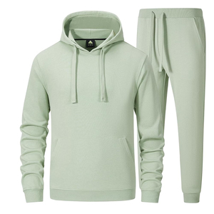 Ensemble de survêtement vert clair à capuche pour homme, couleur unie, manches longues, sweat-shirt et pantalon décontractés avec cordon de serrage et poches latérales - Product Image 6
