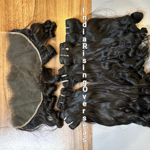 Paquetes de Cabello Humano Rizado y Voluminoso de la India con Cierre, Precio de Fábrica al Por Mayor, Fabricante Indio: no es un modelo permanente - Product Image 1