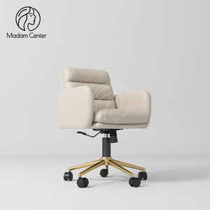 Sillón de Manicura Moderno Dorado de Madamcenter, Duradero y Ecológico, con Bomba Hidráulica, Asiento Doble de Cuero Cómodo para Uso en Salón - Product Image 1