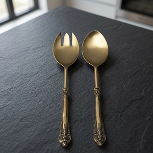 Juego de Servidores de Ensalada con Acabado Dorado, Cuchara y Tenedor Decorativos de Metal para Mesa de Comedor de Lujo, Regalos de Boda y Vajilla de Restaurante - Product Image 6