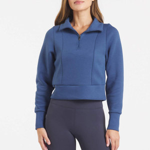 Factory Direct Wholesale Custom Color Size <b>Women</b> <b>Half</b> <b>Zip</b> Winter <b>Sweatshirt</b> Custom Printing Front Logo Trendy Design Casual - Product Image 1
