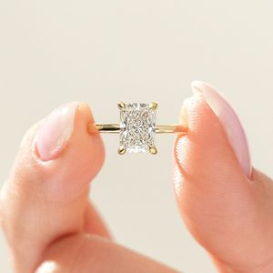 925 Sterling <b>Silver</b> D Color VVS Moissanite Jewelry <b>Solitaire</b> Radiant Cut Diamond Engagement Gold Rhodium Plated Custom <b>Ring</b> - Product Image 4