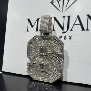 Colgante Personalizado con Letra Inicial S en Plata de Ley 925, Estilo Hip Hop, Corte Marquise, Certificado IGI - Product Image 2