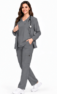 Ensemble de 3 pièces d'uniformes médicaux respirants grande taille avec veste assortie pour médecins, infirmières, pharmacie et hôpital - Product Image 4