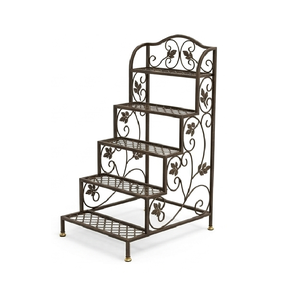 Soporte Metálico para Plantas, Estante Rectangular con Rejillas, para Exhibición de Flores en Interiores y Exteriores, Soporte para Macetas Negro - Product Image 2