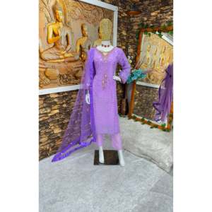 Valam - Conjunto de Salwar Kameez Morado de Poliéster para Diseñador de Moda, Talla L, Hermoso Atuendo de Fiesta con Top, Pantalón y Dupatta - Product Image 6