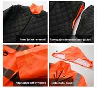 Veste de travail à capuche imperméable haute visibilité pour hommes, veste de sécurité réfléchissante pour l'hiver, vêtements de travail de sécurité