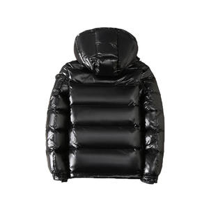Chaqueta Bomber Corta de Invierno, Negra, para Exteriores, Moderna, Brillante, Ligera, Cálida, de Lana, con Cuello Alto, Servicio OEM, Tallas Grandes, Resistente al Viento - Product Image 3