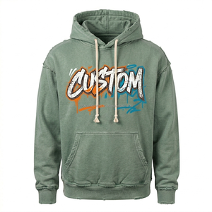 เสื้อฮู้ดดี้แบบหนา 500GSM ทรงหลวมไหล่ตก ผ้าฝ้ายฟลีซ สตรีทแวร์ รับผลิตแบบ OEM พร้อมสกรีนโลโก้ตามสั่ง - Product Image 2