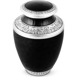 Urna Funeraria de Aluminio Premium para Cenizas Humanas, Venta al por Mayor, Elegante Esmalte Azul con Borde de Hoja Plateada Grabada, Urna Conmemorativa para Adultos - Product Image 5