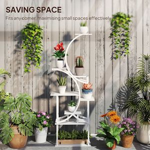 Vaso da fiori bianco a forma di pianta da interno a 8 livelli 62 \ "e fioriera per piante angolari a più piante - Product Image 6