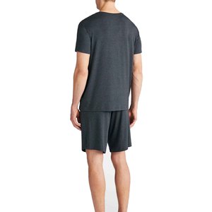 Conjunto de Otoño para Hombre, Bordado, Sólido, Transpirable, Mezcla de Algodón, Camiseta Suave, Pantalones Cortos, Relajación en el Hogar, Salidas Informales, Vacaciones - Product Image 2